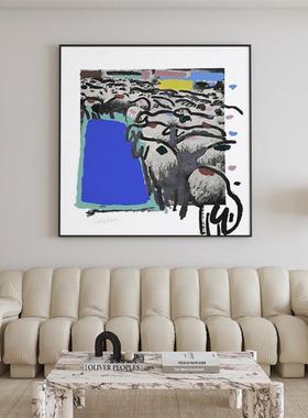 现术代极简克莱因桌蓝色小饰众艺挂画抽象文艺复YSI古留白面摆件