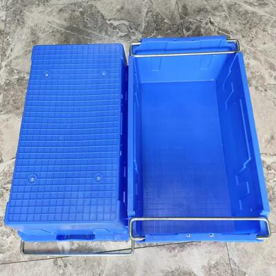 加铁厚胶箱卡夹VNU周转箱能叠高带套叠耳收纳箱四周密封箱铁环箱