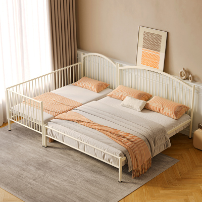 天坛家俱铁艺拼接铁艺床带护栏儿童加宽床多功能陪护铁床架床架