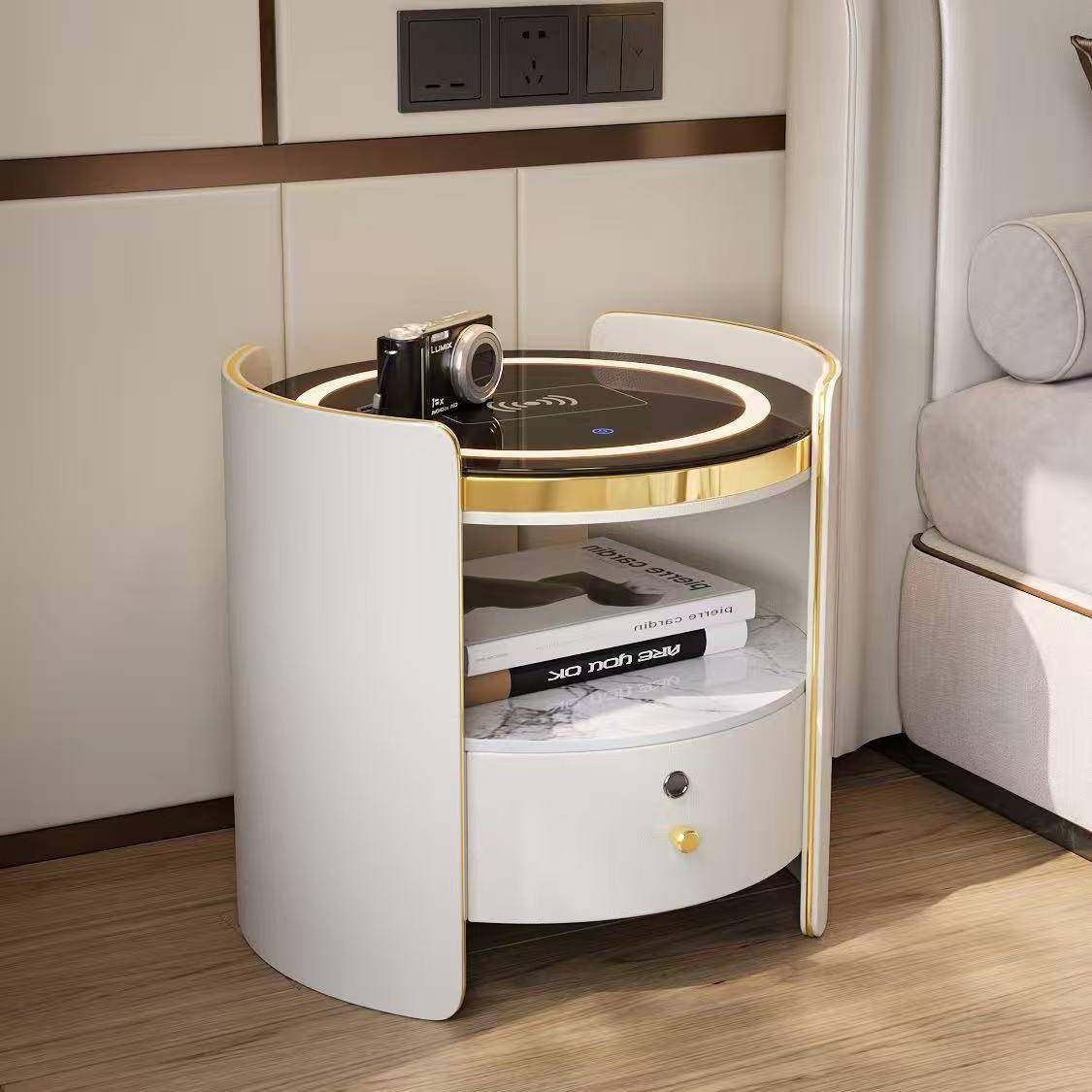 床头柜简约现代圆形家用卧室2024新款轻奢高级感主卧意式床边柜,收纳整理,烫衣板及配件,淘宝优惠券,粉丝福利购,淘宝优惠卷