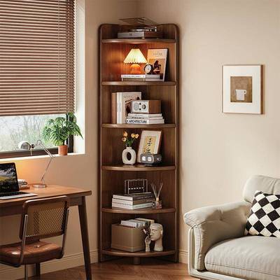 实木角柜转角置物架靠墙边三角窄柜子家用收纳储物柜扇形拐角书架
