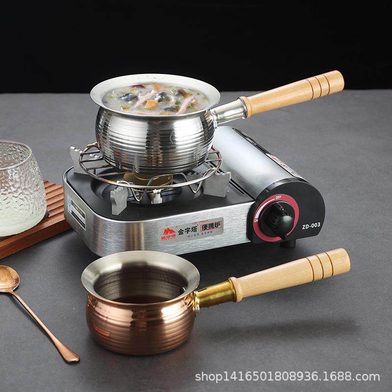 东方三层钢粥煲木柄奶锅煮面锅商用西餐牛排酱汁锅料理锅螺蛳粉锅