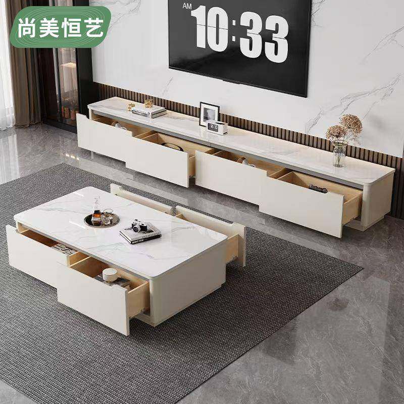 纯实木电视柜现代简约小户型茶几组合岩板轻奢落地电视柜客厅家用,收纳整理,烫衣板及配件,淘宝优惠券,粉丝福利购,淘宝优惠卷