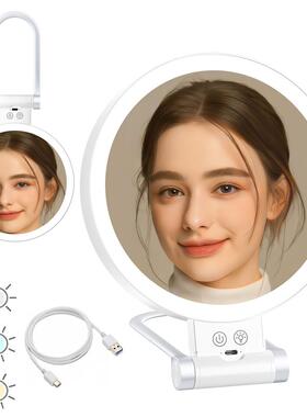 LED化妆镜1X/10X二合一带灯充电可壁挂台式折叠双面镜