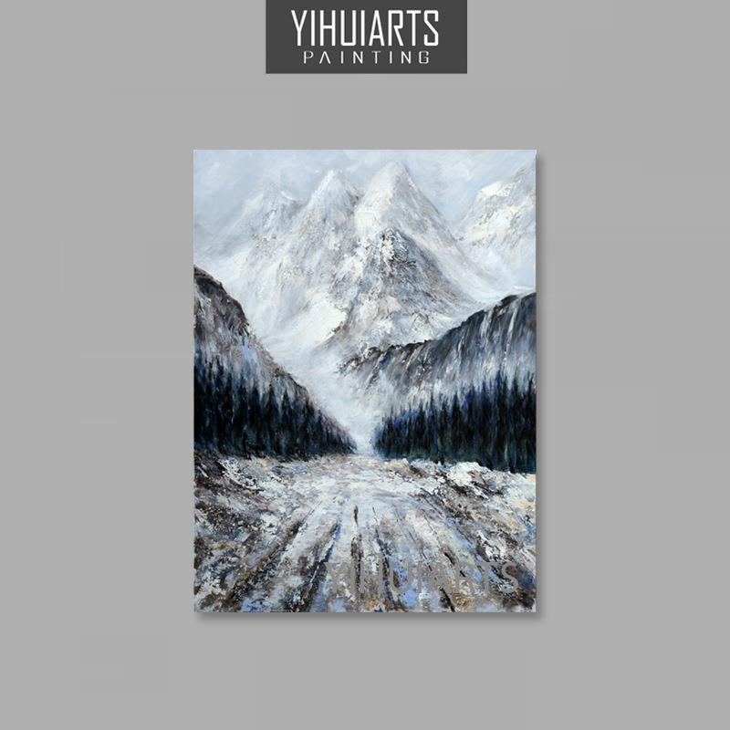 YIHUIARTS纯手绘大山之路-乡间小道风景油画玄关走廊装饰挂画