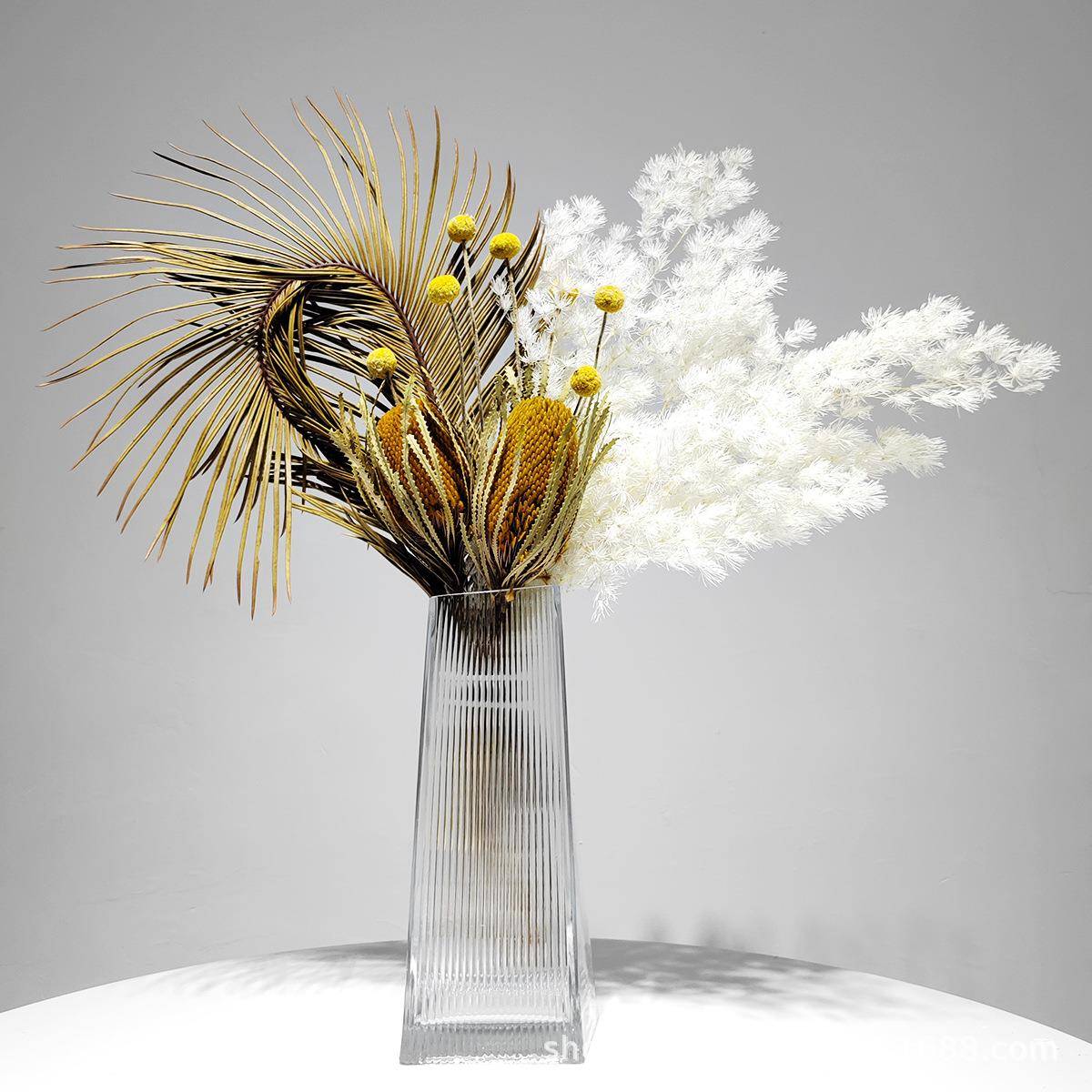 现代轻奢干花花束组合售楼处玄关客厅餐桌花瓶插花装饰样板间软装