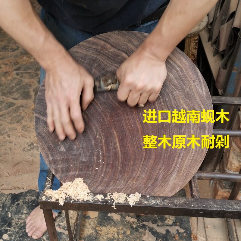 进口越南铁木砧板蚬木切菜板实木圆占板钻板刀板剁肉铁树