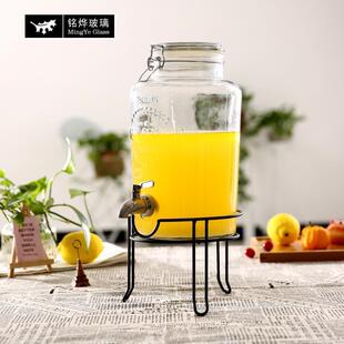 BTV4木架铁架密封玻璃字母果汁瓶酿酒瓶酵素密封罐带龙头可换不锈