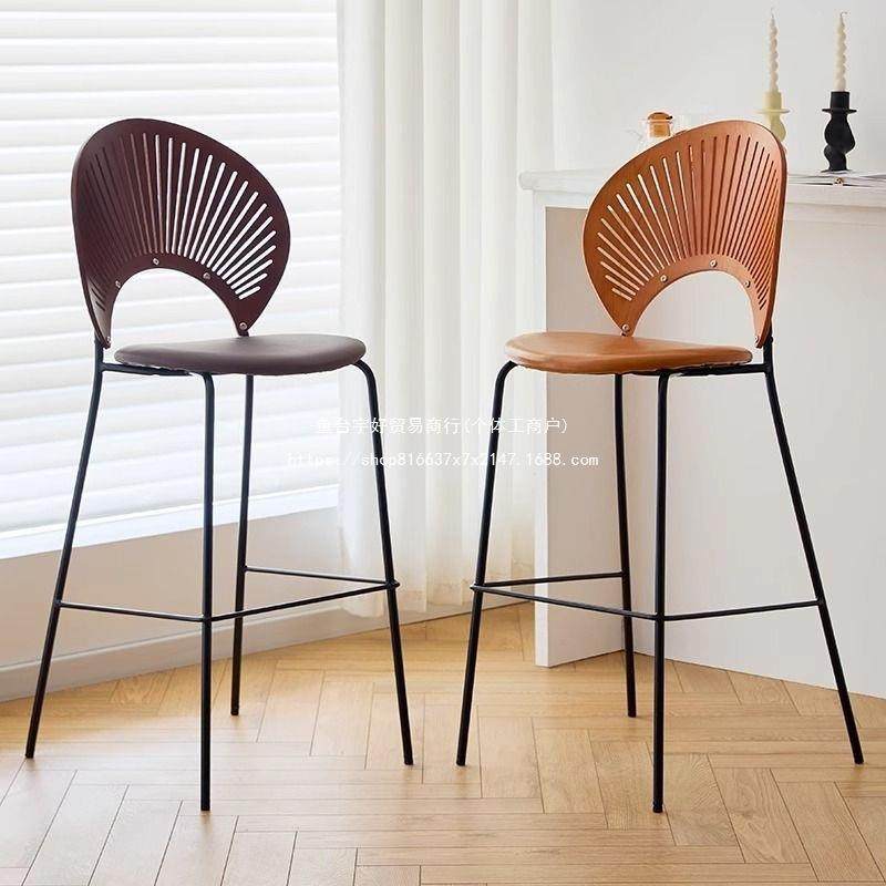 吧台椅子现代简约铁艺靠背高脚椅轻奢复古耐用网红中古椅北欧贝壳,工业油品/胶粘/化学/实验室用品,其他实验室设备,淘宝优惠券,粉丝福利购,淘宝优惠卷