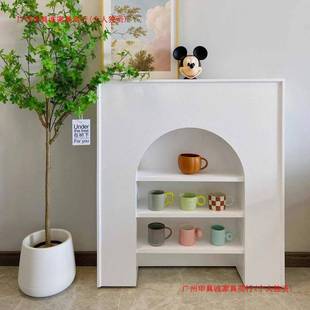 法式壁炉装饰柜奶油风客厅玄关柜沙发边柜展示柜直播间拍照背景
