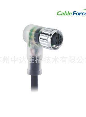 M124Pin母弯头预铸式10M带LED指示灯替换XS2F-M12PVC4A10MPLED
