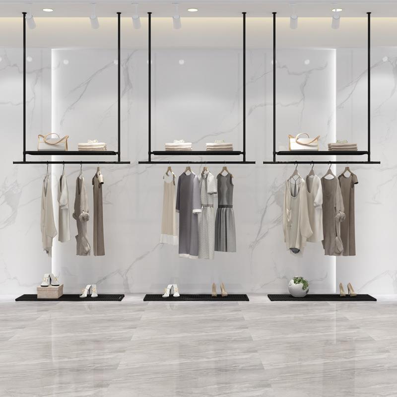 简约服装店吊顶悬挂式衣架吊架上墙服装展示架男童装吊环女装货架