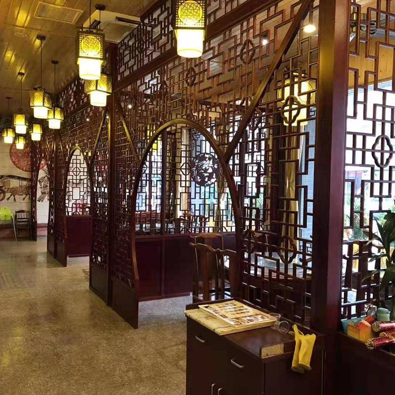 实木花格中式仿古门窗原木屏风隔断古建装修庭院酒店餐厅门窗装饰