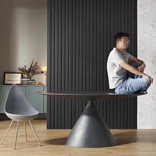 9W个性 创意餐桌岩板现代简约轻奢圆桌椭圆饭桌子