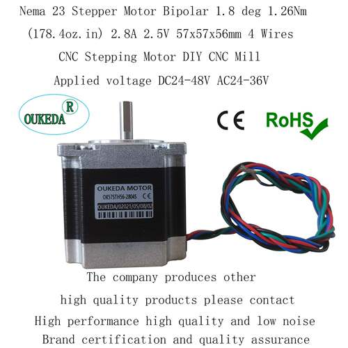 OK57STH56-2804SNema23StepperMotorBipolar1.8deg1.26Nm