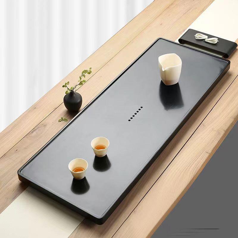 乌金石茶盘手工抛光家用简约整块天然石头茶台石材套装全自动一体