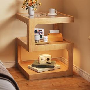 原木风实木床头柜创意床边柜现代简约小户型储物柜卧室床头置物架