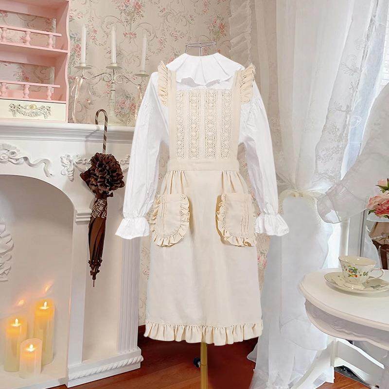 全智贤米白色蕾丝边围裙居家厨房打扫卫生防污罩衣餐饮专用围裙,工业油品/胶粘/化学/实验室用品,其他实验室设备,淘宝优惠券,粉丝福利购,淘宝优惠卷