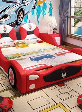 NRFQ016#汽车床儿童床男孩单人床实木女孩公主床多功能奔驰宝马跑