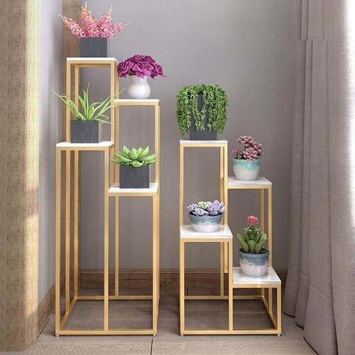 北欧铁艺花架室内多层绿植花盆架客厅置物架阳台简约落地式花几