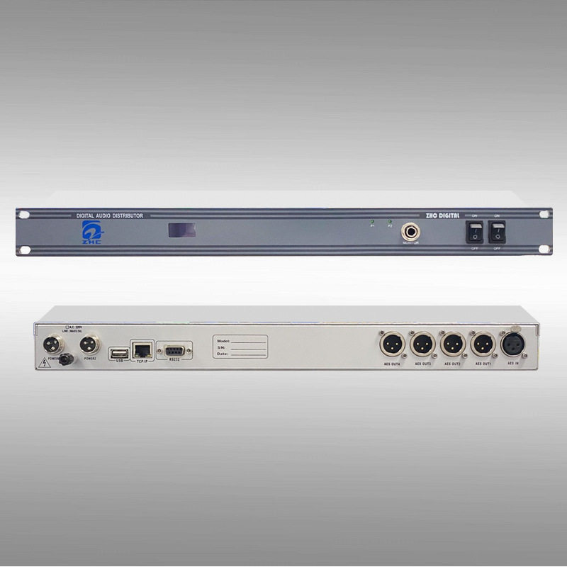 ZHC348-0104D数字音频分配器1入4出AES/EBU2路供电断电直通第