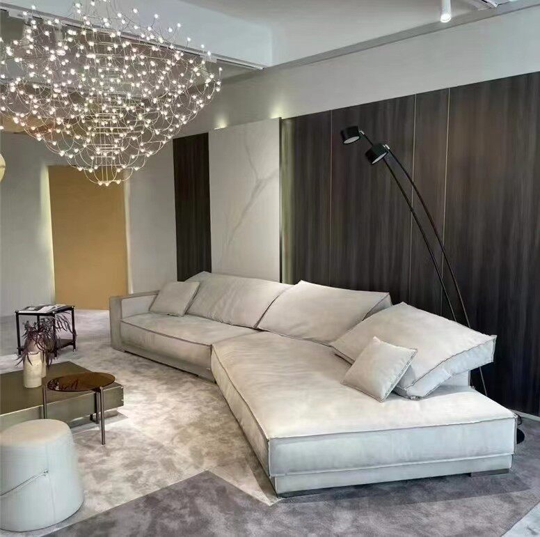 意式极简沙发弧形转角异形现代别墅沙发小户型网红简约科技布沙发