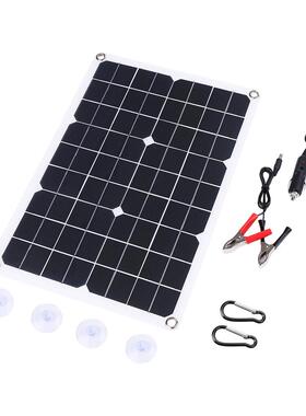 单晶硅20W18V/5V柔性太阳能板充12V汽车船舶电池双USB+DC5521