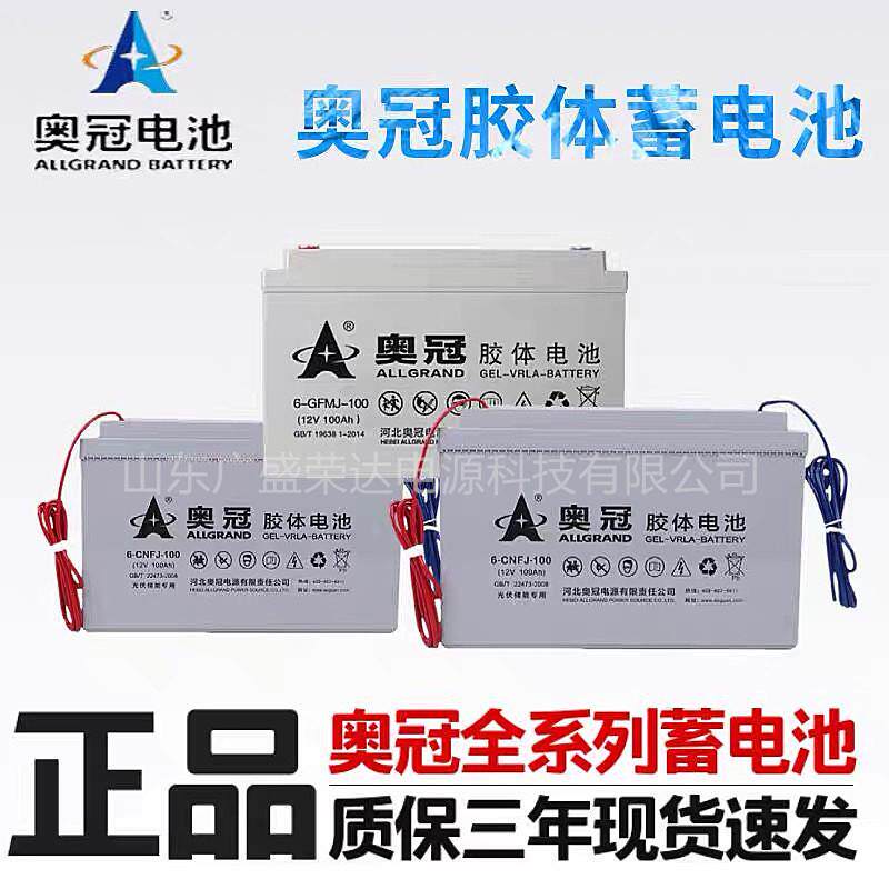 奥冠胶体蓄电池12V65AH100AH150A200A充电铅酸光伏太阳能路灯监控