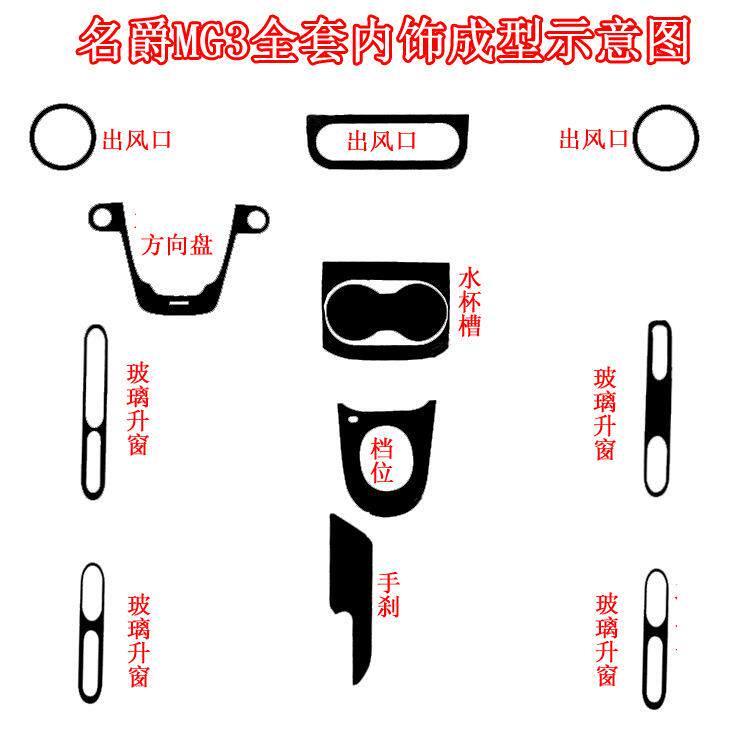适用于11-16名爵MG3改装内饰汽车贴纸mg3排挡升窗装饰碳纤维贴膜