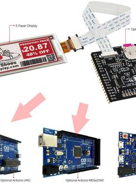 2.9寸红黑双色电子纸电子墨水屏296x128分辨率带Arduino转接板