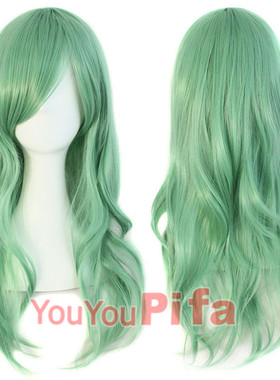 假发女长发万用cos卷发微卷波浪头套70cm金色粉色蓝色逼真全发套