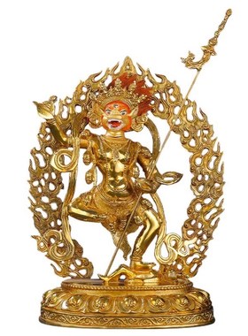藏传密宗鎏金金刚亥母护法像佛像佛台摆件10寸纯铜佛像护法像摆件