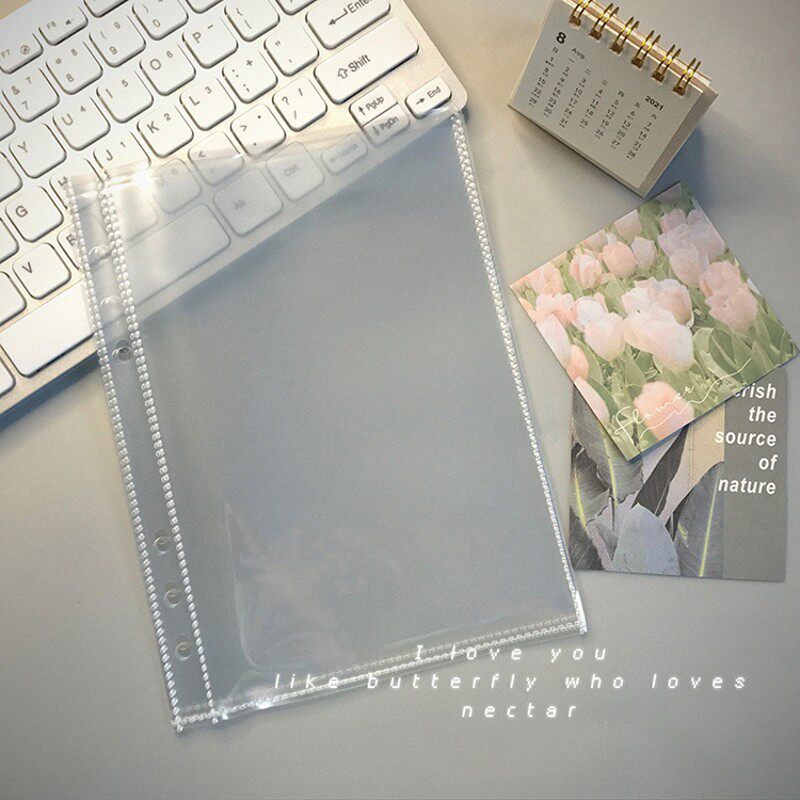 6孔A5防水透明PP内页便携票据素材整理可换替芯照片活页收纳袋