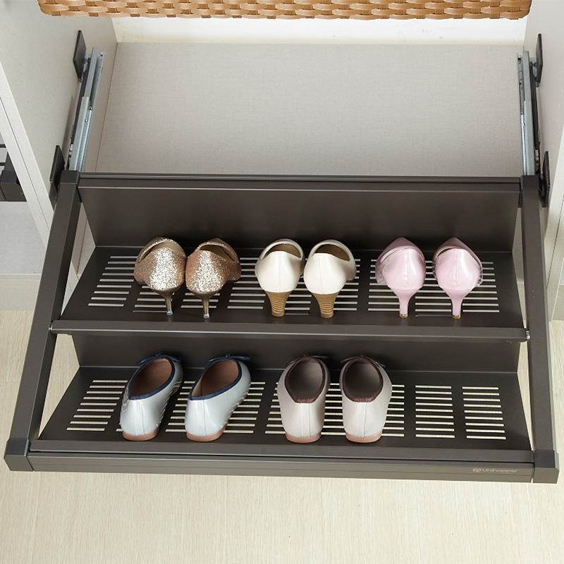 unihopper库博 衣柜内置推拉鞋架抽屉式缓冲阻尼置物架可调节配件