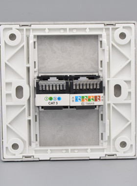黑色网络电话插座86型二位RJ45网线口电脑RJ11语音面板双口1网1电