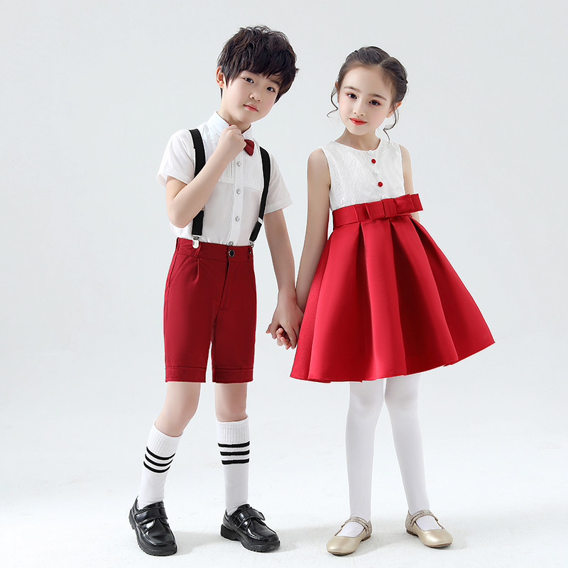 儿童合唱服演出服夏季女童舞蹈裙小学生合唱团男朗诵礼服表演服装