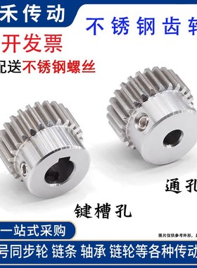 1模17齿1M17T直齿轮304不锈钢带凸成品内孔键槽顶丝工业传动轮