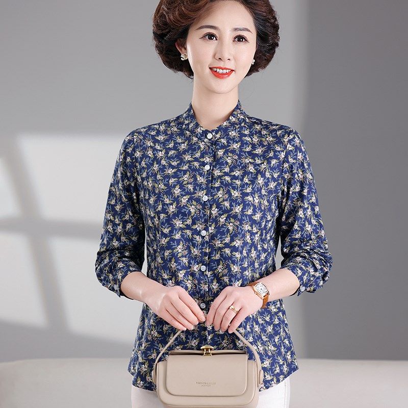中老年女士长袖纯棉T恤妈妈春装碎花衬衣老年人女装婆婆春季衬衫,女装/女士精品,中老年女装,淘宝优惠券,粉丝福利购,淘宝优惠卷