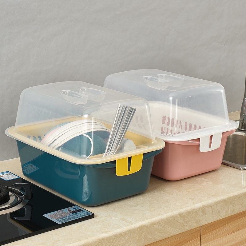 厨房碗碟碗盘收纳架盘子沥水碗架装碗筷收纳箱放碗餐具盒带盖碗柜