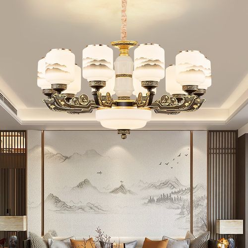 新中式吊灯客厅灯2023年新款复式楼别墅楼梯灯中国风卧室餐厅灯具