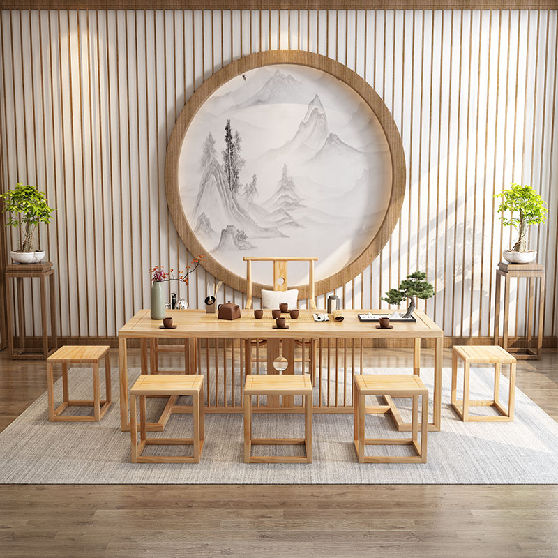 新中式实木茶桌组合禅意茶室客厅简约茶台茶几桌泡茶桌原木茶艺桌