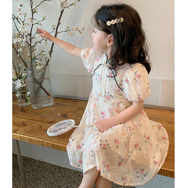 女童连衣裙夏季2024新款儿童洋气公主裙宝宝旗袍裙童装中国风裙子