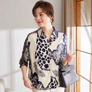 洋气雪纺衬衫 上衣短袖 时尚 40岁50中老年女装 T恤 套装 中年妈妈夏装