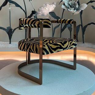 轻奢高端单人沙发简约不锈钢艺术客厅单人椅小户型高级感靠背椅