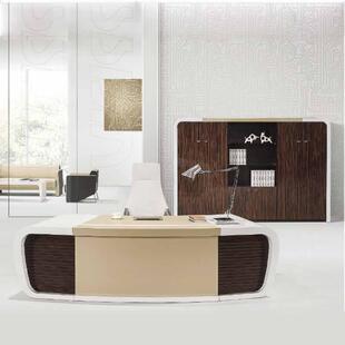 实木大班台总裁老板行政电脑时尚弧形办公桌东莞深圳办公家具