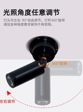 黑色led明装迷你小射灯可调吸顶珠宝展柜灯背景墙氛围灯12V冰蓝光