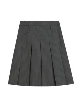 高级感灰色条纹百褶裙女春秋小个子西装半身裙高腰设计感a字中裙