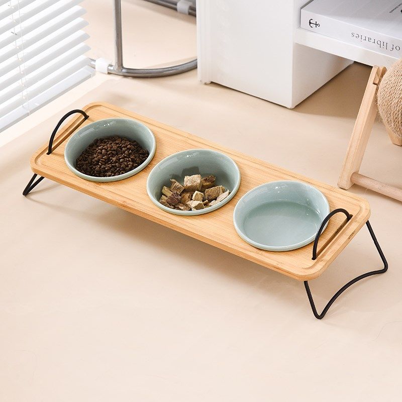 猫咪陶瓷碗高脚木架高脚保护颈椎狗狗食盆碗防打翻宠物碗陶瓷,宠物/宠物食品及用品,猫狗碗/慢食碗,淘宝优惠券,粉丝福利购,淘宝优惠卷
