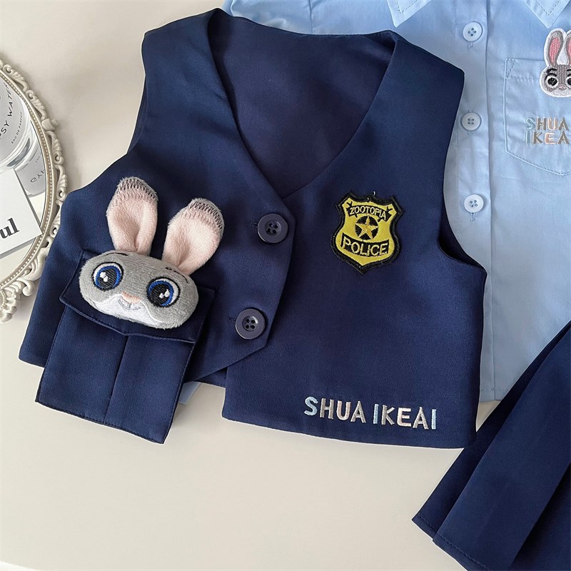 女童JK制服套装学院风百褶裙秋装2024新款儿童兔子朱迪警官三件套