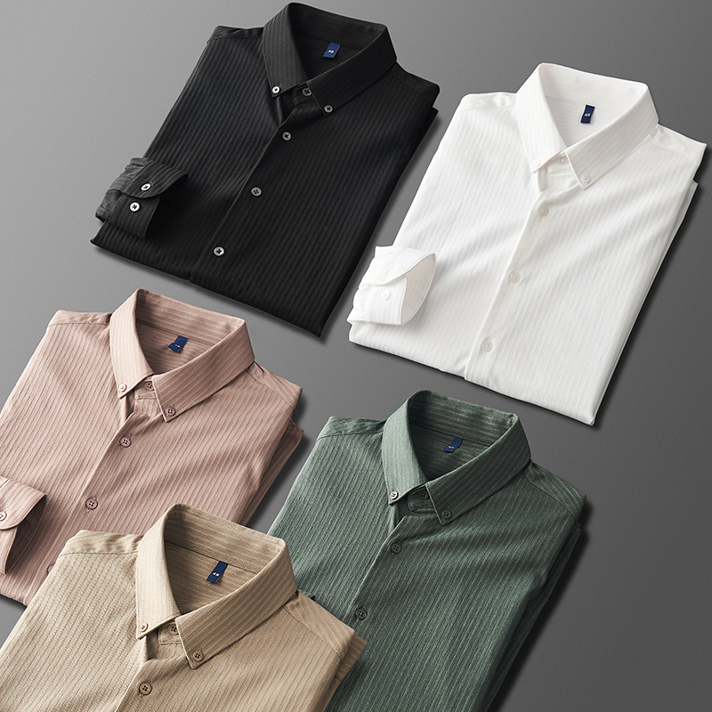 白衬衫男长袖设计感商务正装休闲高级感男士修身高端西装衬衣免烫